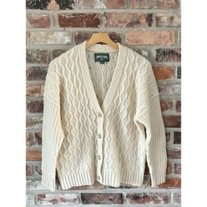 American Eagle Cream Cable Knit Cardigan Sweater, XS